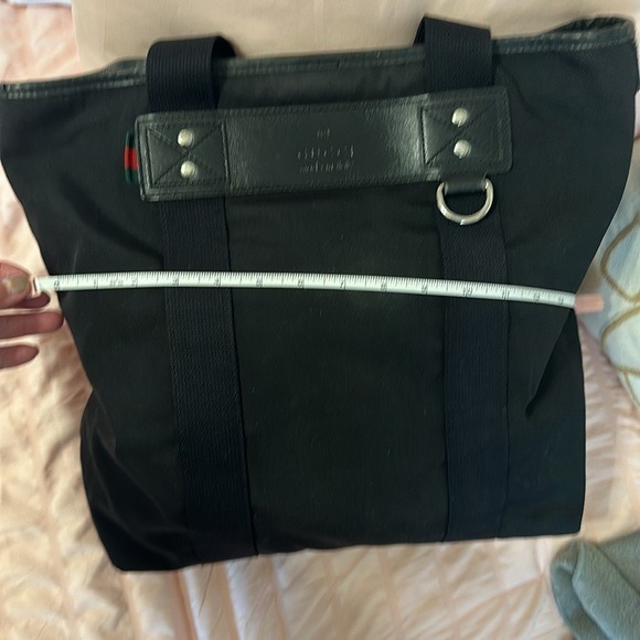 Authentic GUCCI Web Sherry Line Parana Tote Bag Nylon Leather Black - Picture 15 of 16